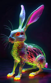 a colorful creature with large ears