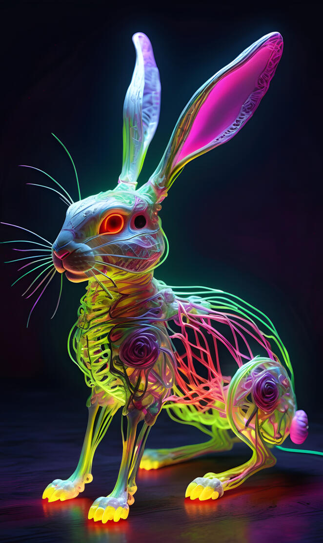 a colorful creature with large ears