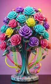 a vase of colorful flowers