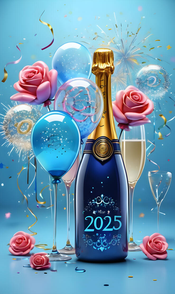 a bottle of champagne and a glass of champagne