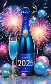 a bottle of champagne with balloons