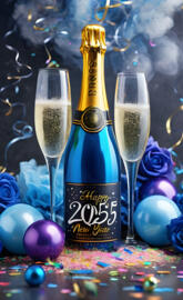 a bottle of champagne next to a glass of champagne