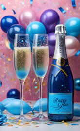 a bottle and a glass of champagne