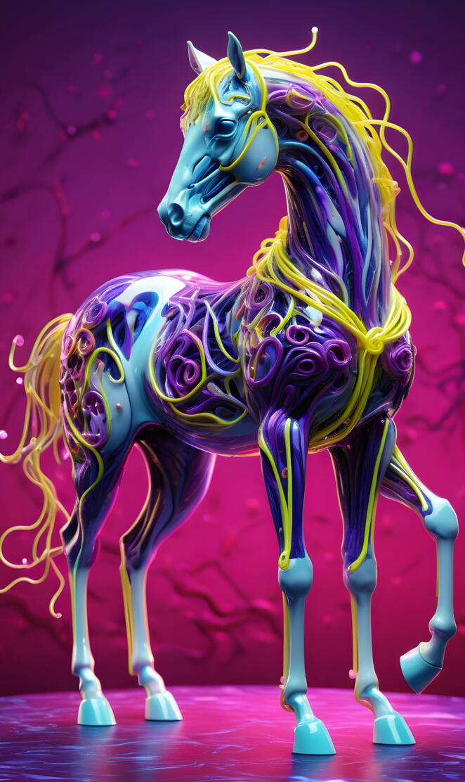 a horse with colorful hair