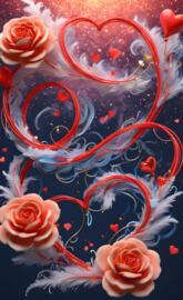 a red and white floral background