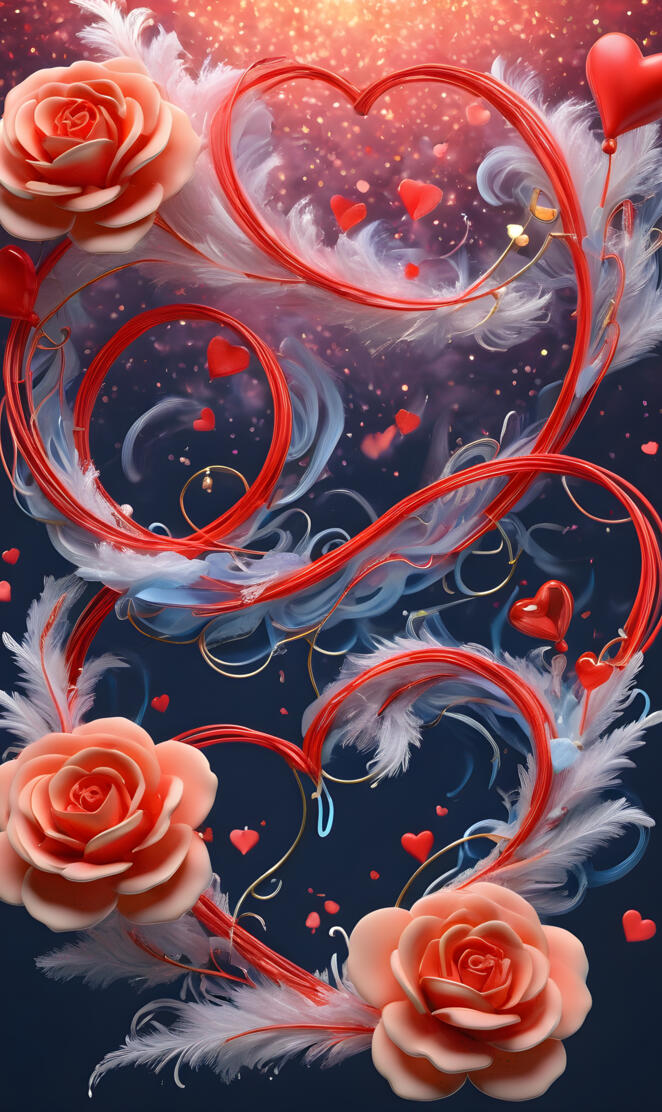 a red and white floral background