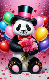 a stuffed panda bear wearing a hat