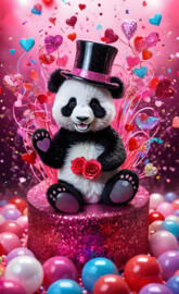 a stuffed panda bear wearing a hat