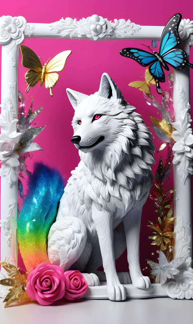 a dog with flowers on its head