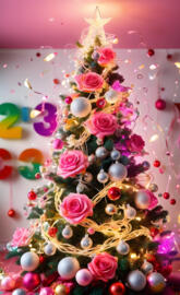 a pink and white floral shower curtain