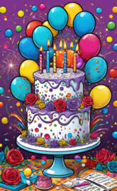 a birthday cake with balloons