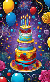 a birthday cake with candles