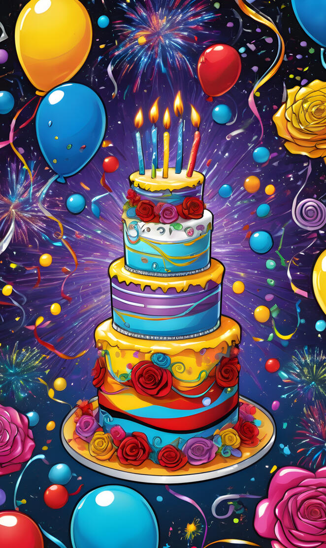 a birthday cake with candles