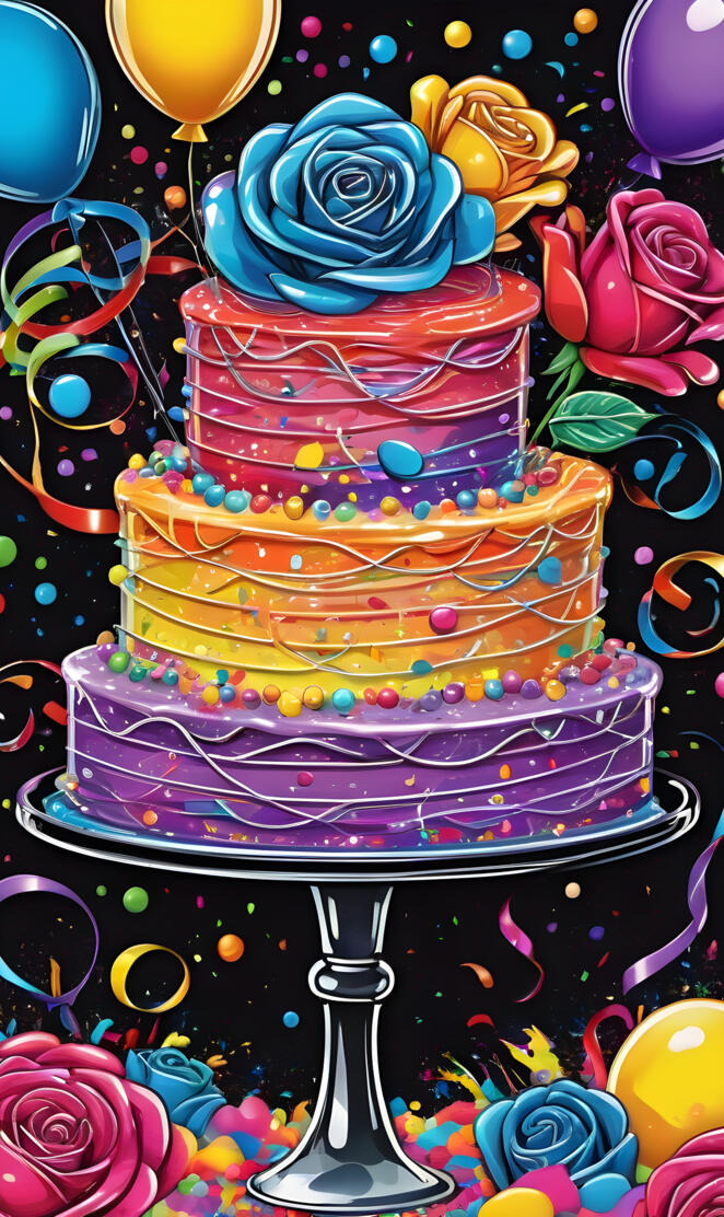 a cake with a rainbow frosting