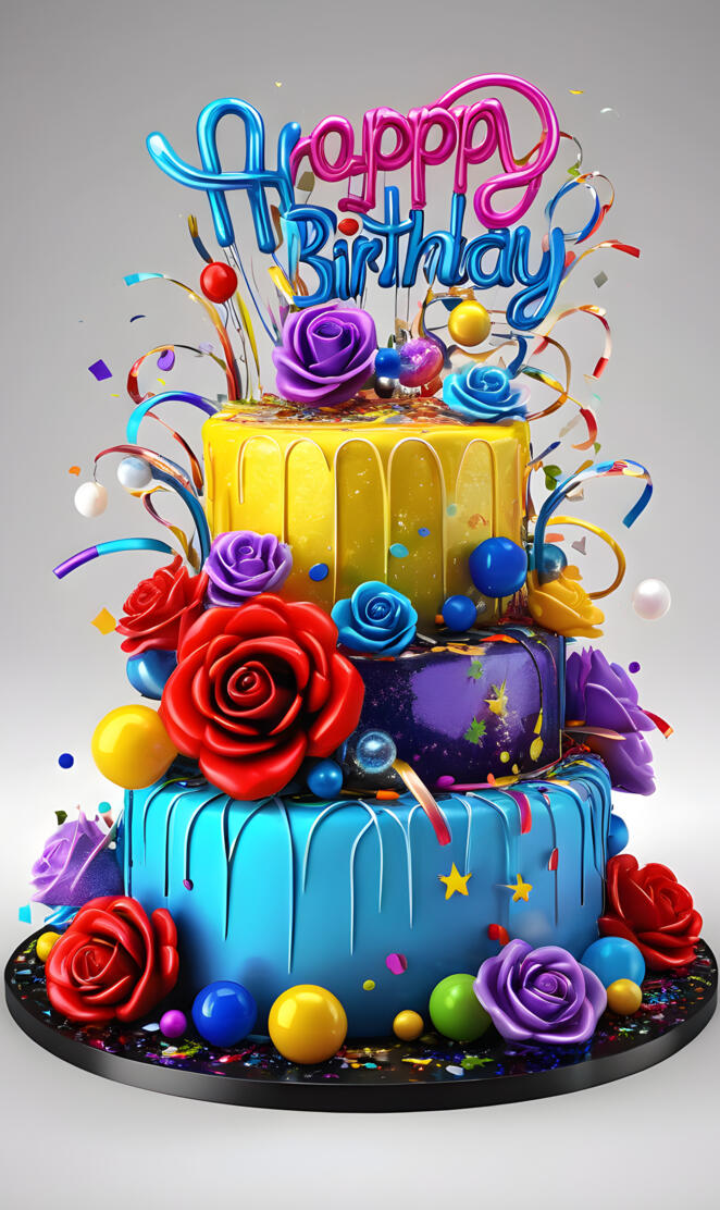 a cake with a blue and yellow theme