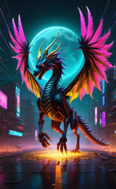 a dragon with pink feathers