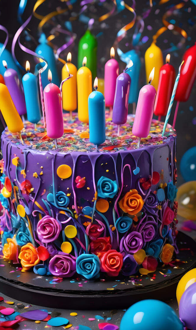 a birthday cake with candles
