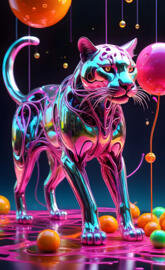 a cat with a purple haircut