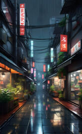 neo Tokyo rainy nights