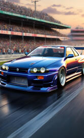 awesome skyline at the drag strip