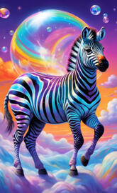 a zebra with a unicorn head
