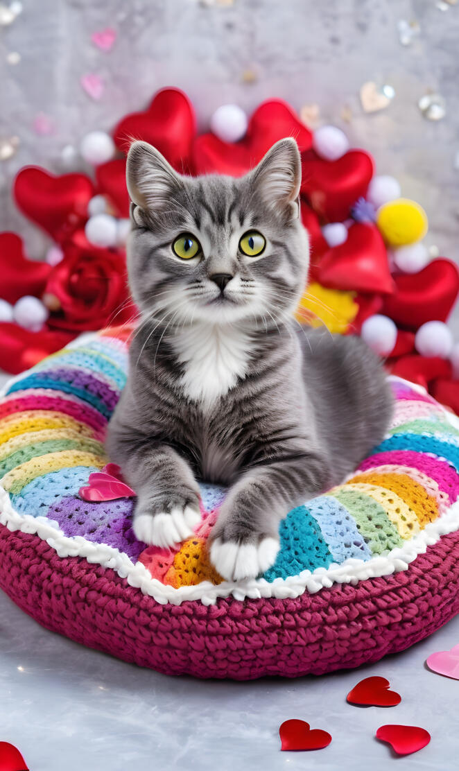 a cat sitting in a pet bed