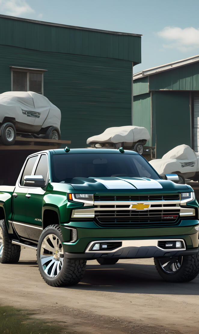 2025 Chevy Silverado 1500, 4x4, 4-door, Pickup Truck, With White Strip