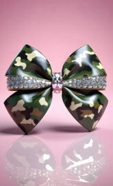 camouflage ribbon bow with diamonds