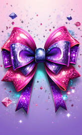 pnik & purple sparkly ribbon with bow with diamonds