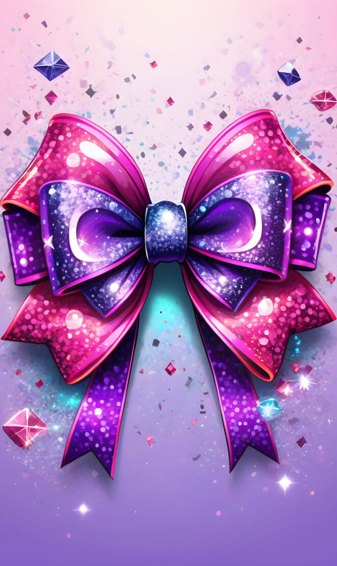 pnik & purple sparkly ribbon with bow with diamonds