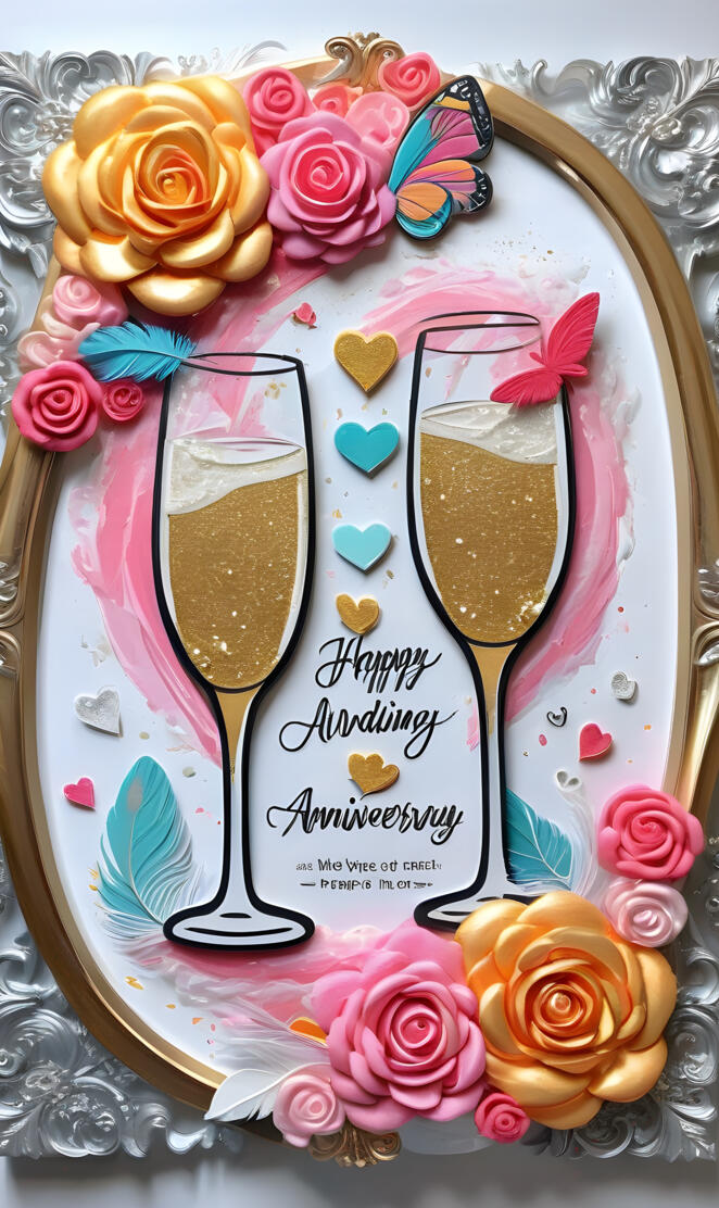 a glass of champagne with a ribbon