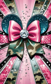 glittery minnie mouse camo & pink bow