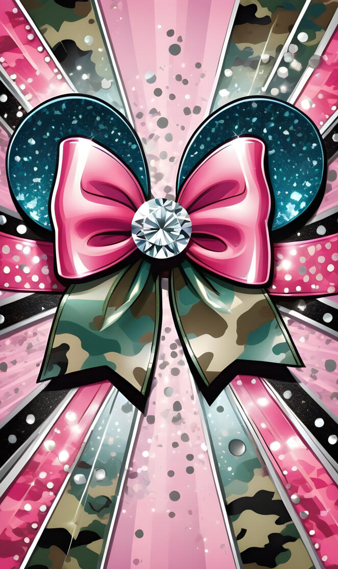 glittery minnie mouse camo & pink bow