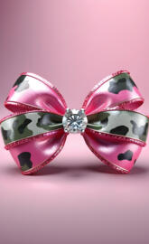 camo & pink bow with 💎
