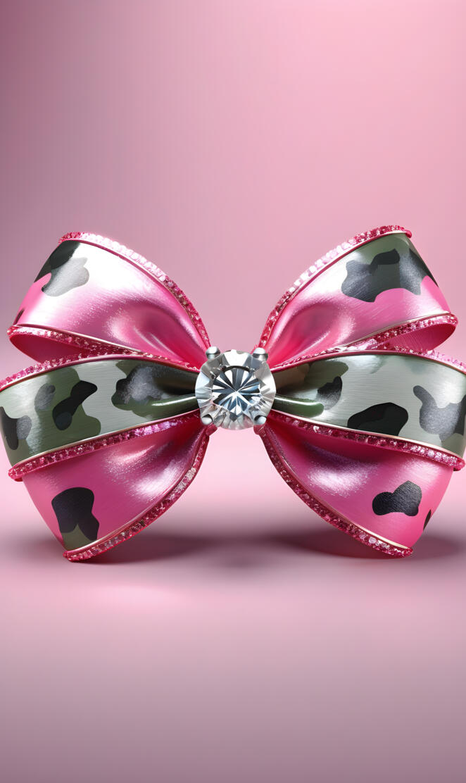 camo & pink bow with 💎