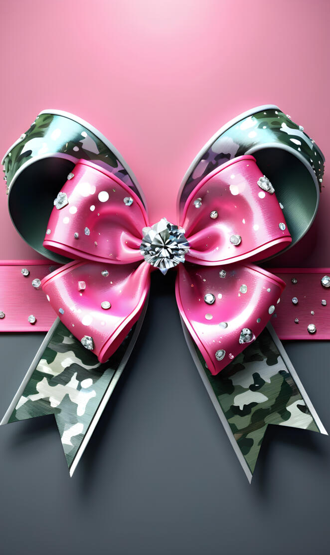 camo & pink bow with 💎s