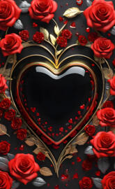 a circle of red roses