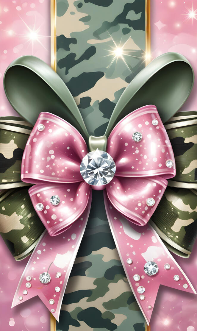camo and pink bow with diamonds