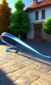 Ba blue ribbon tied to a house