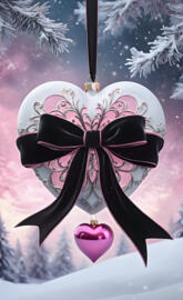 Black bow white heart
