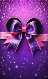 Minnie Mouse ear purple and pink glittering bow