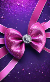 3D bow with diamond in the center purple and pink