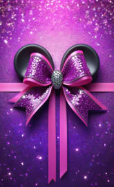 pink and purple 3D Minnie Mouse bow with Minnie Mouse ears with💎