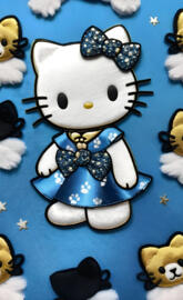 cute Hello Kitty in blue paw print dress