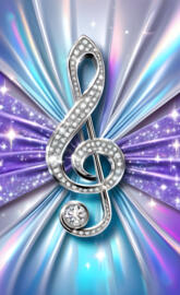 SongbirdUSA diamond treble clef with holographic background