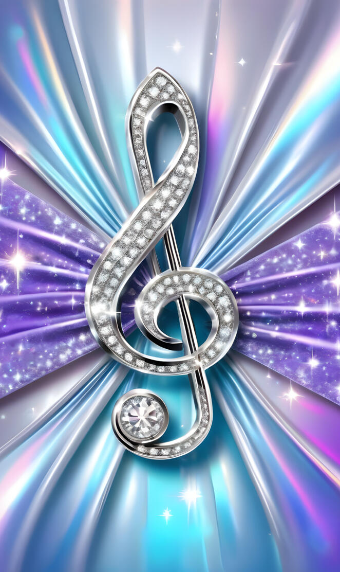SongbirdUSA diamond treble clef with holographic background