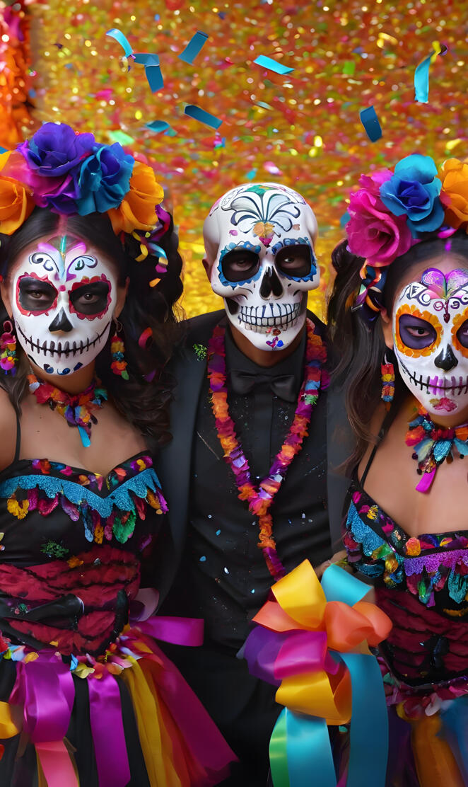 Day of the Dead dancing trio