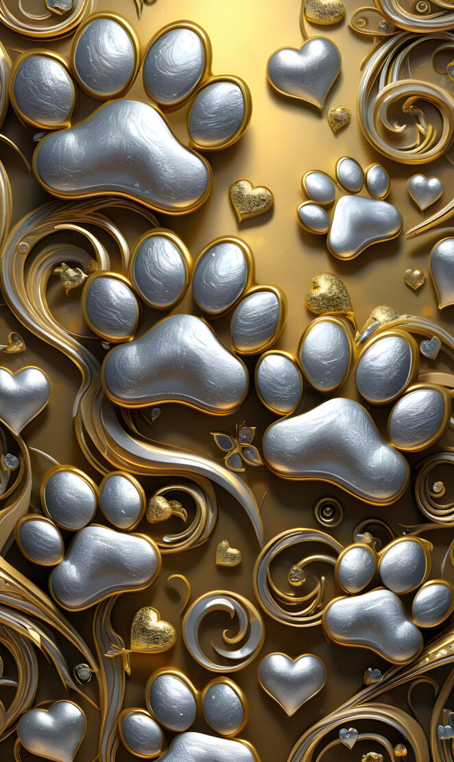 paw print silver and gold