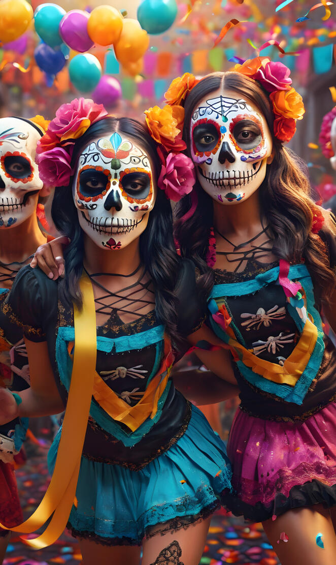 Day of the Dead dancing Latinas
