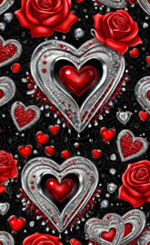 red silver and black heart design